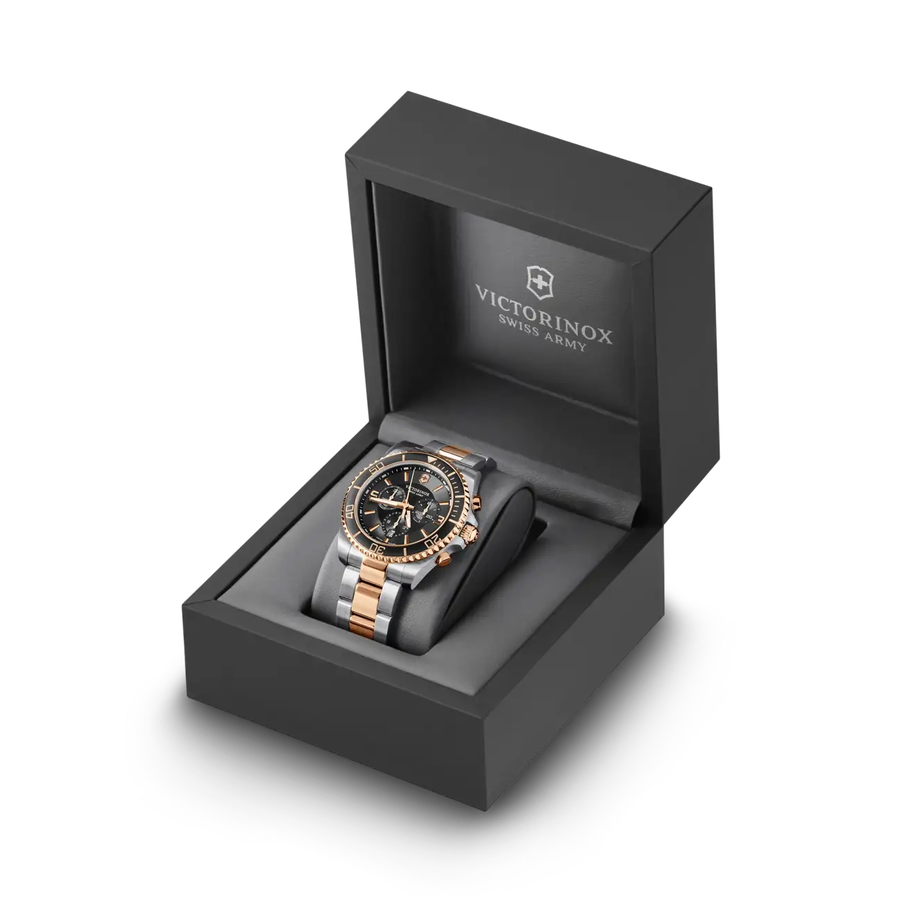Victorinox Maverick Chronograph Analog Quartz 43 MM Black/ Rose Gold Dial Watch 241952