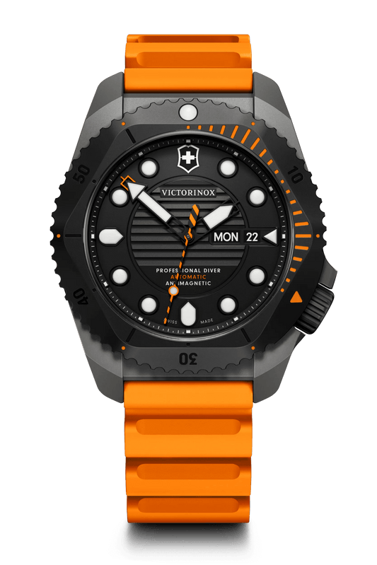 Victorinox Dive PRO Automatic 43 MM Orange Bracelet Black Matt Dial Watch 241996
