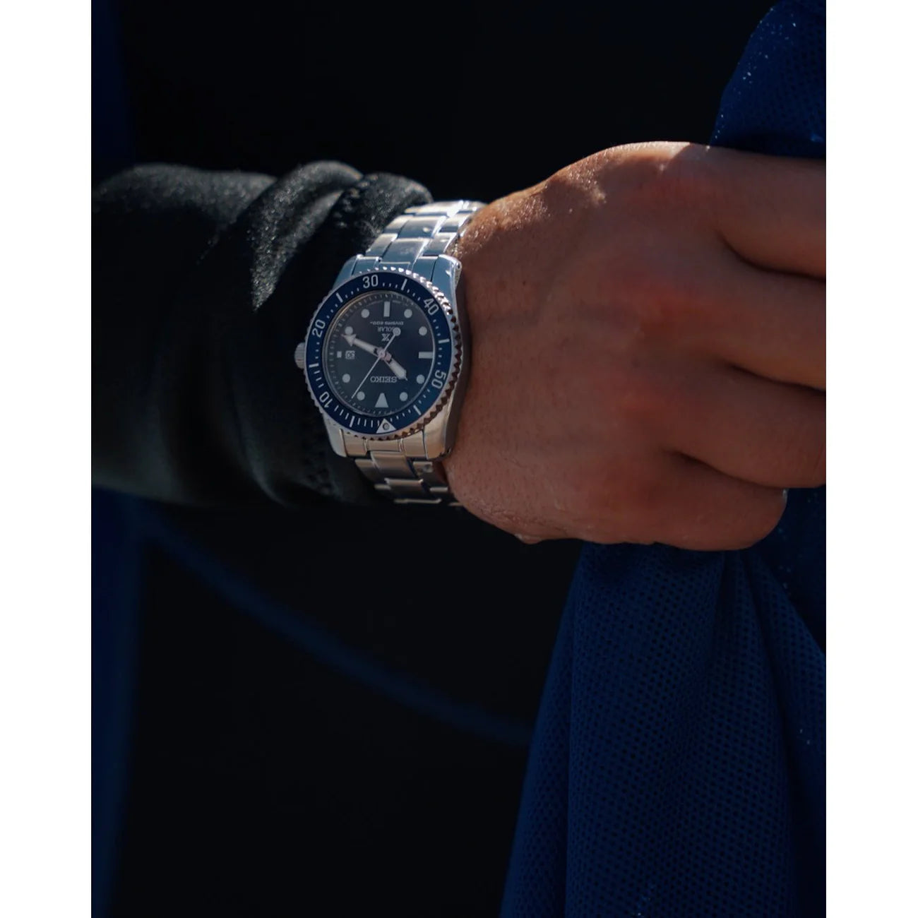 Seiko Prospex Sea Solar Stainless Steel 38.5 MM Blue Dial Watch SNE585P1