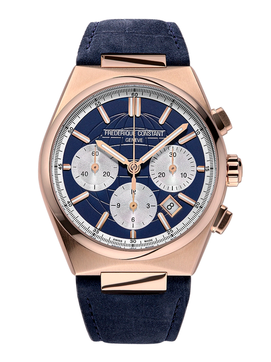Frederique Highlife Twenty-fifth Anniversary Chronograph LE 41 MM Midnight Blue Dial Watch FC-391NS4NH4