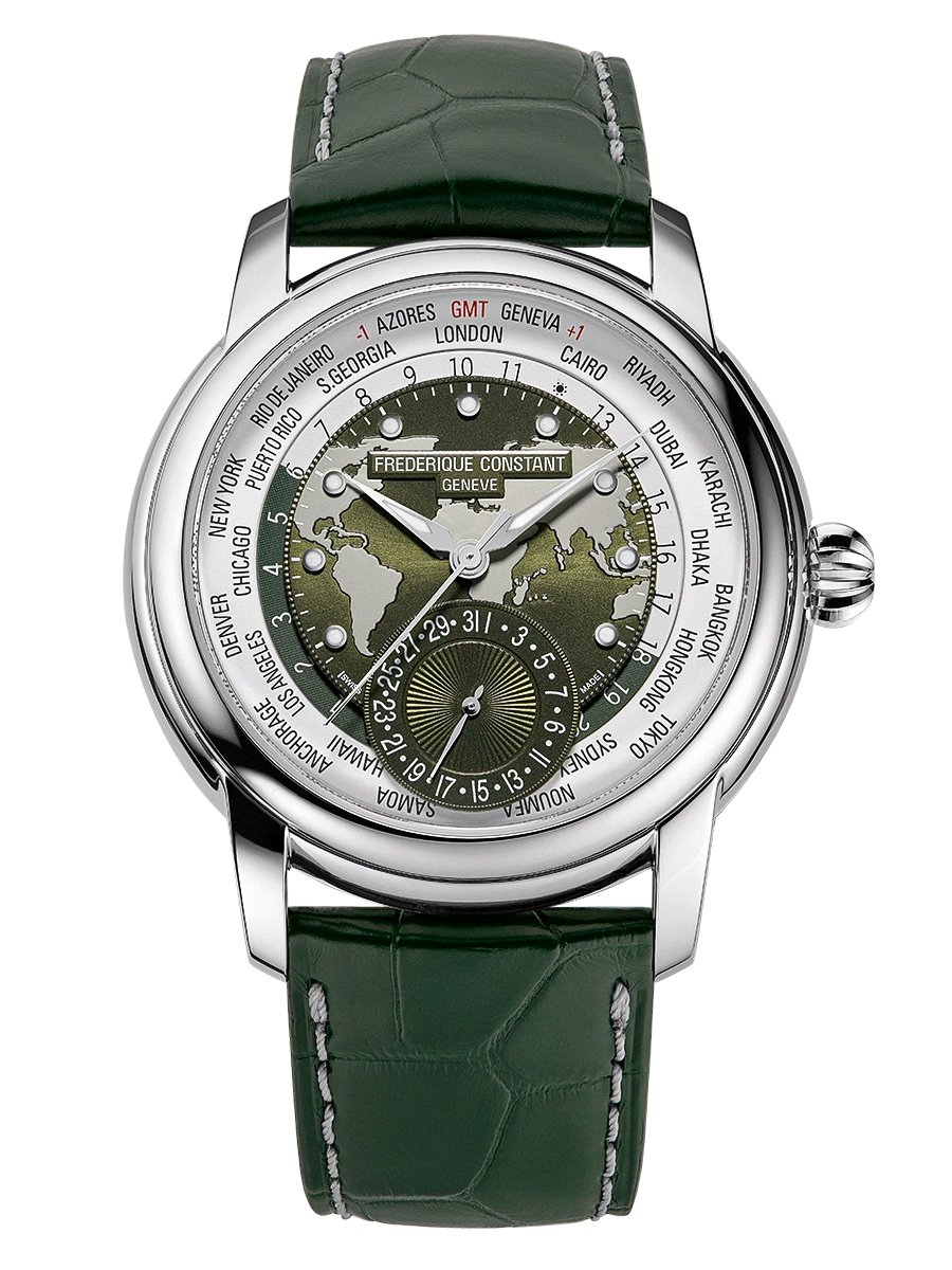 Frederique Classics Worldtimer Manufacture Automatic 42 MM Watch FC-718KWM4H6