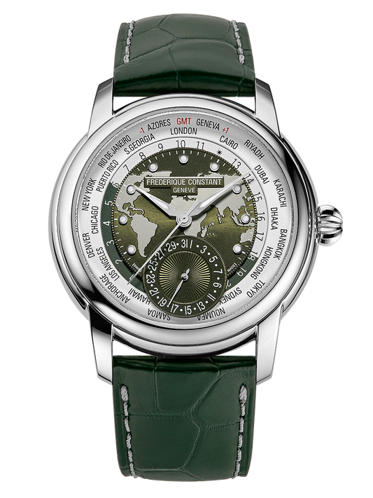 Frederique Classics Worldtimer Manufacture Automatic 42 MM Watch FC-718KWM4H6