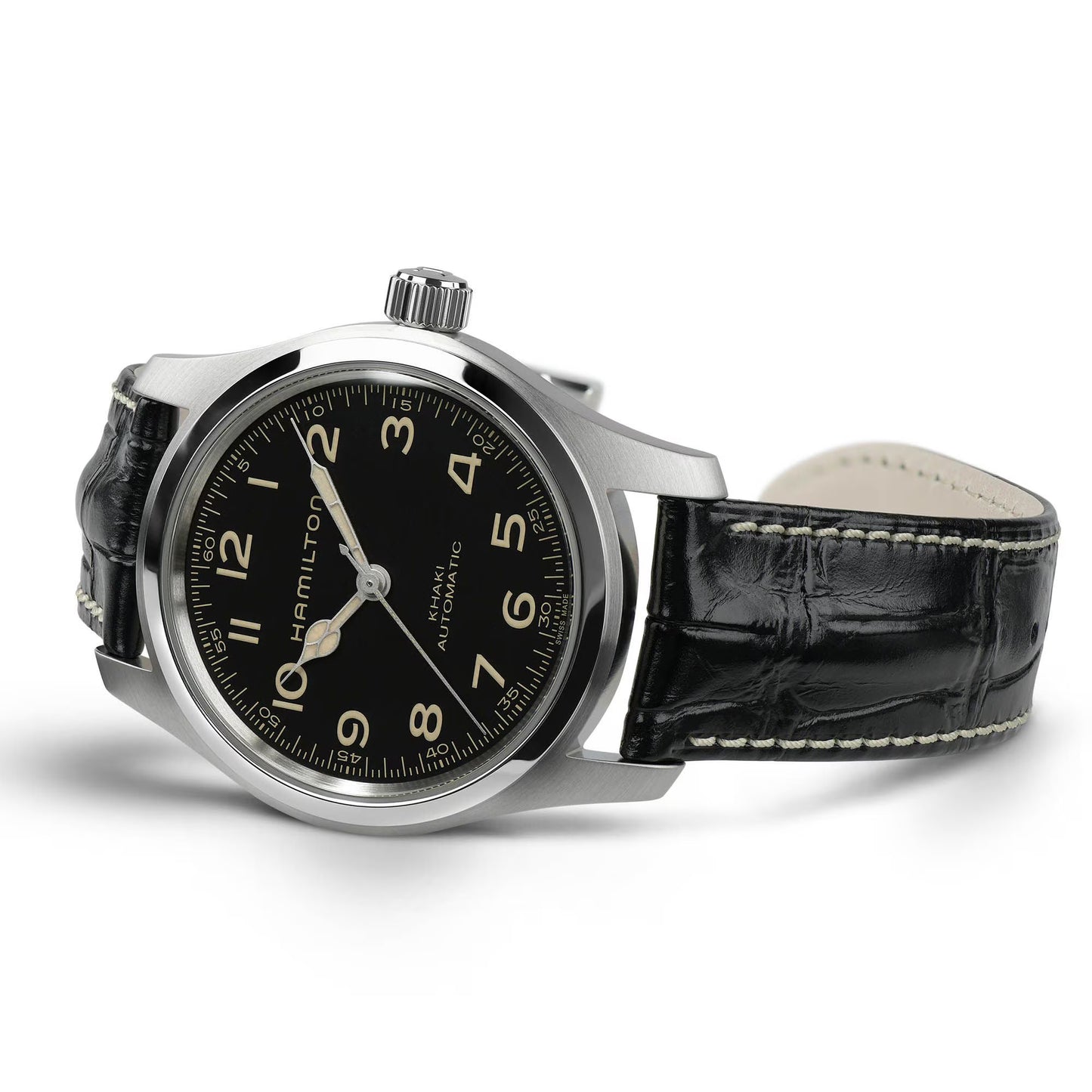 Hamilton Khaki Field Murph 42 MM SS Leather Strap Black Dial Watch H70605732