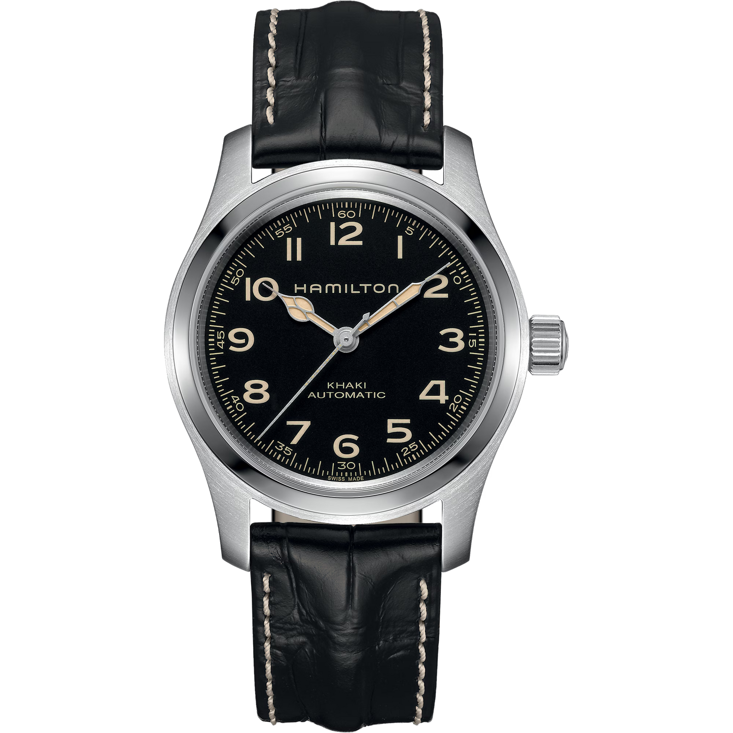 Hamilton Khaki Field Murph 42 MM SS Leather Strap Black Dial Watch H70605732
