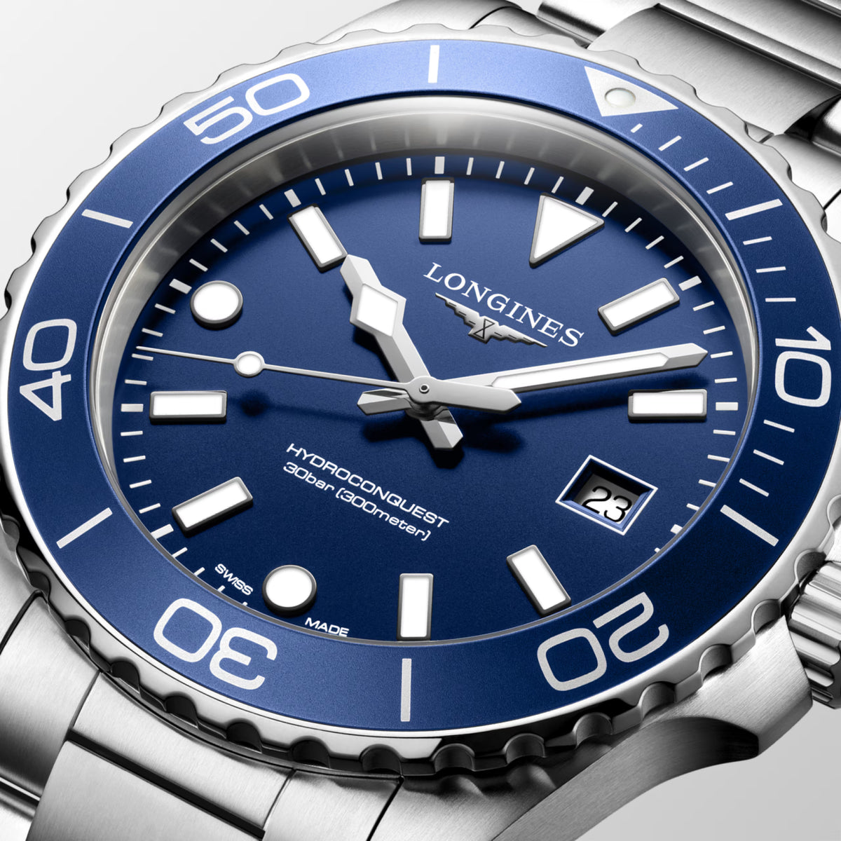 Longines HydroConquest 42 MM Quartz Steel Blue Sandblasted Dial Watch L37694966