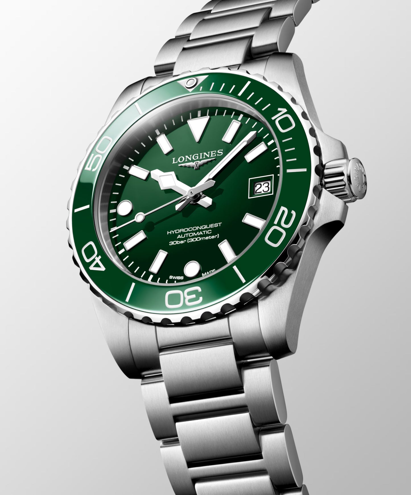 Longines Hydroconquest 39 MM Automatic SS Green Lacquered Dial Watch L37794066