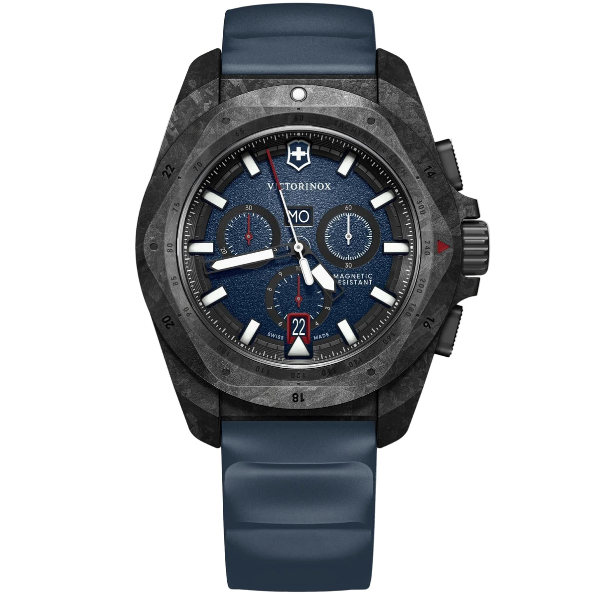 Victorinox I.N.O.X. Chronograph 43mm Blue Dial Blue Rubber Watch 242082