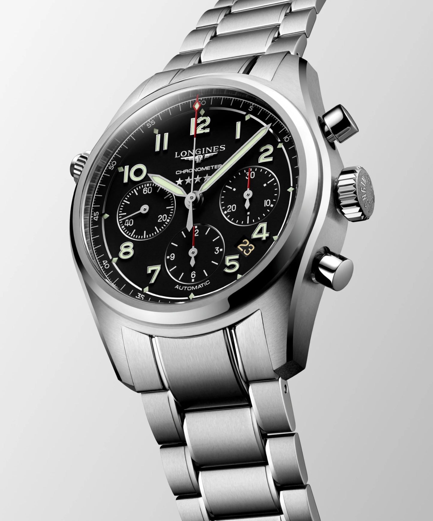 Longines Spirit Automatic Chronograph 42 MM SS Black Dial Watch L38204536