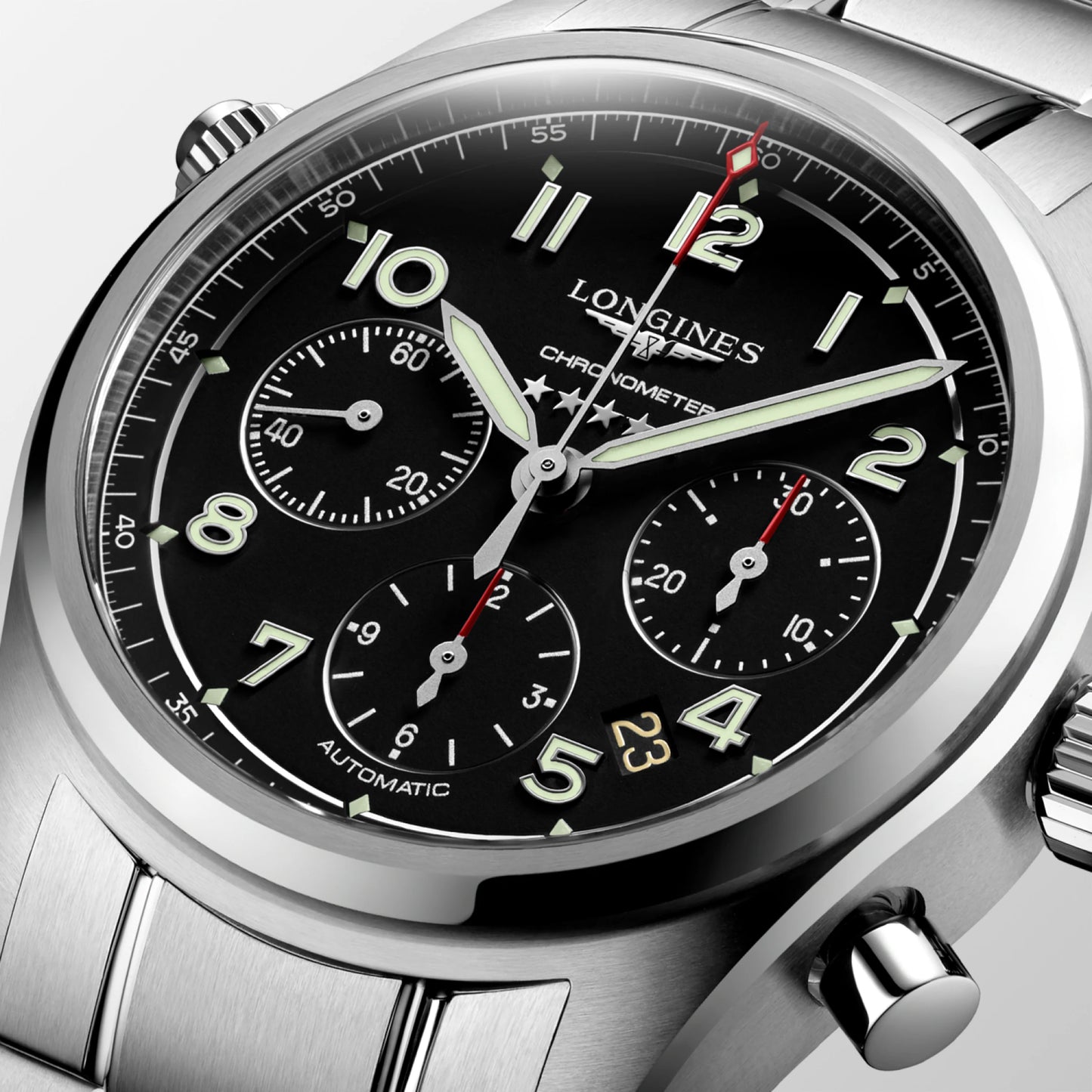 Longines Spirit Automatic Chronograph 42 MM SS Black Dial Watch L38204536
