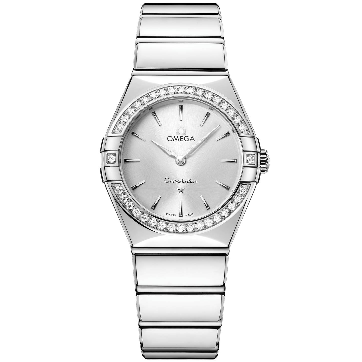 Omega Constellation 28mm Diamond Bezel Silver Dial 131.15.28.60.02.001