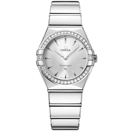 Omega Constellation 28mm Diamond Bezel Silver Dial 131.15.28.60.02.001
