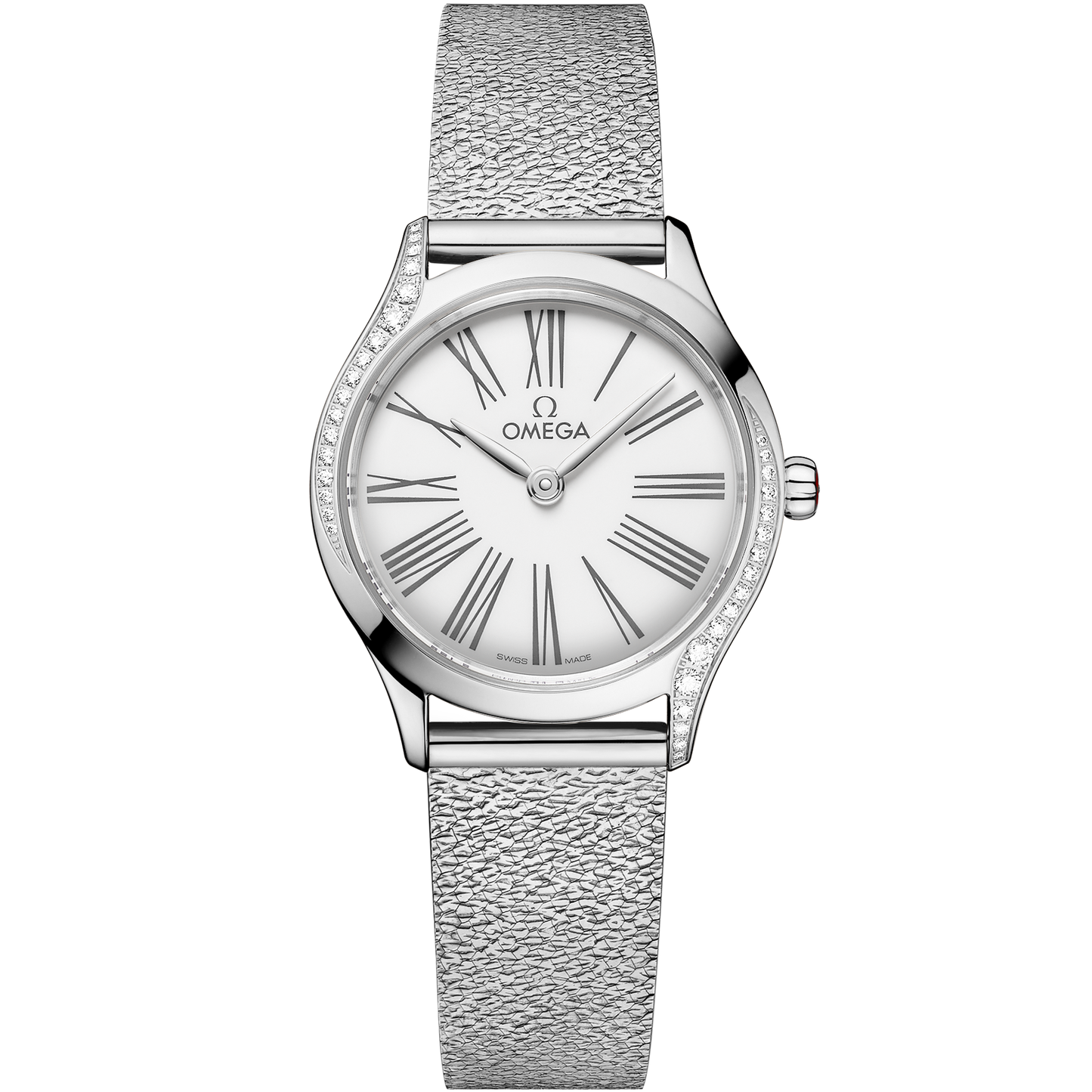 Omega De Ville Mini Trésor 26 MM Steel On Steel Mesh White Dial Watch 428.15.26.60.04.001