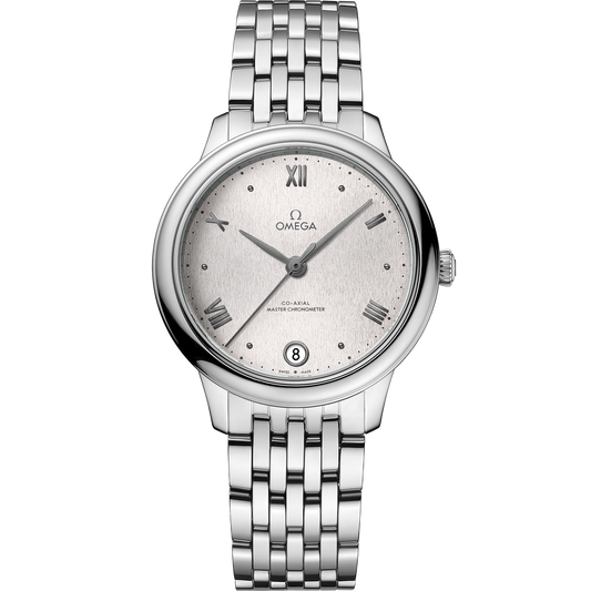 Omega De Ville Prestige 34 MM Steel On Steel Silver Dial Watch 434.10.34.20.02.001