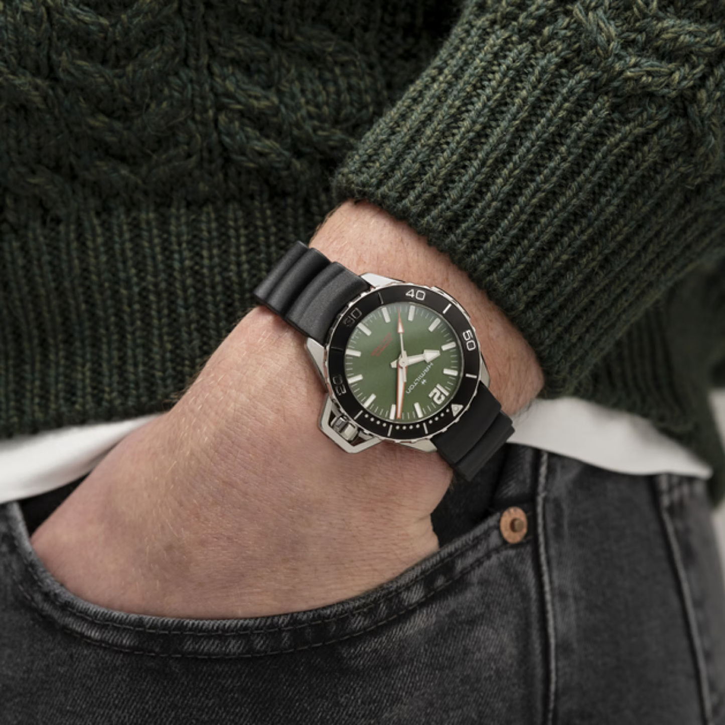 Hamilton Khaki Navy Frogman Automatic 41 MM Green Dial Watch H77455360
