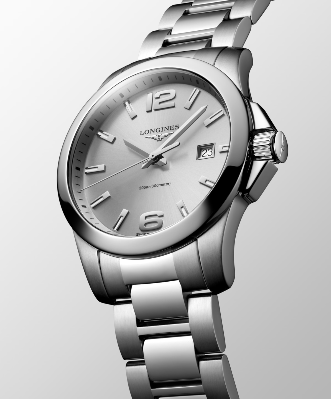 Longines Conquest 41 MM Stainless Steel Silver Dial Quartz Watch L37594766