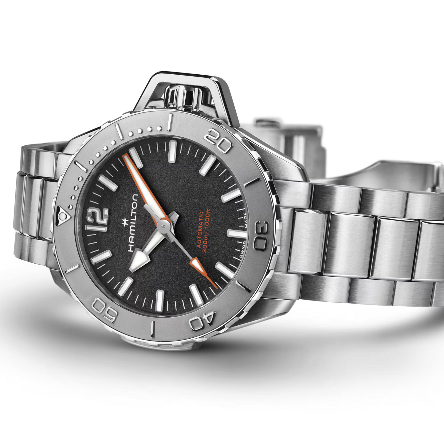 Hamilton Khaki Navy Frogman Automatic 41 MM Full SS Black Dial Watch H77485130
