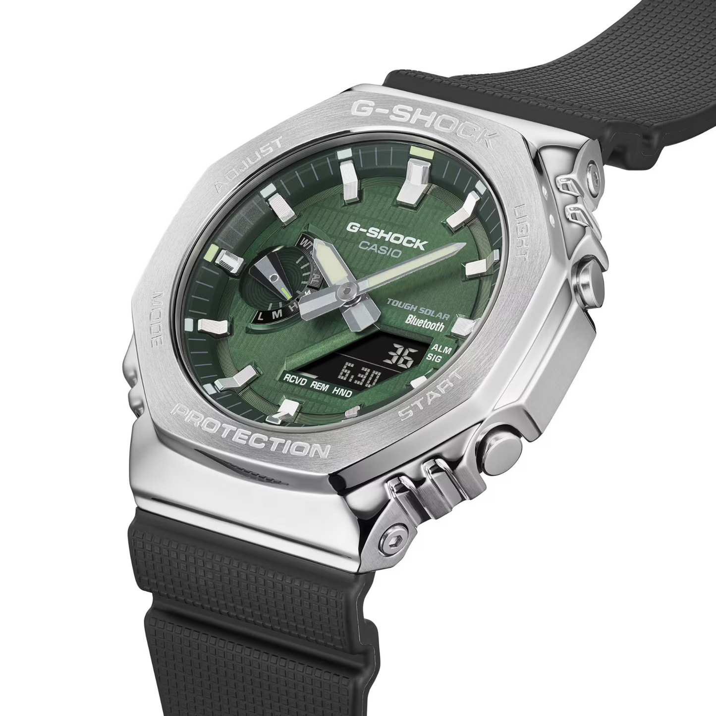 Casio G-Shock G Steel Metal Series Solar Bluetooth Green Dial Watch GBM-2100A-1A3
