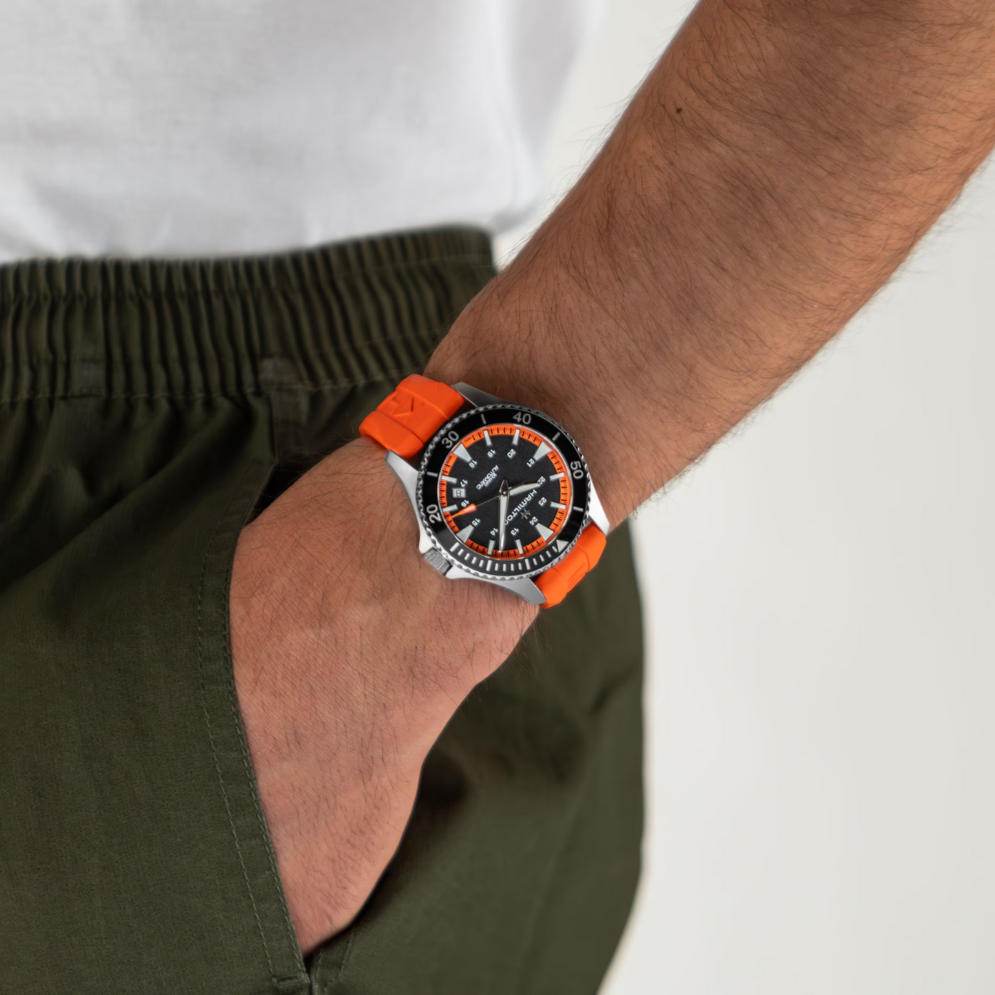 Hamilton Khaki Navy Scuba Automatic 40 MM Black and Orange Watch H82395331