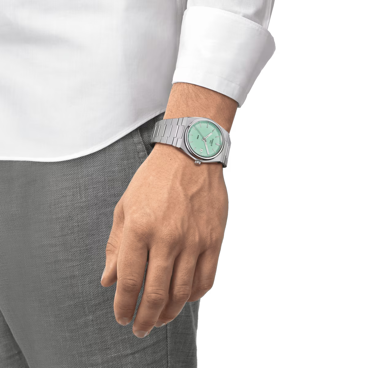 Tissot PRX 40MM SS Mint Green Dial Quartz Watch T137.410.11.091.01