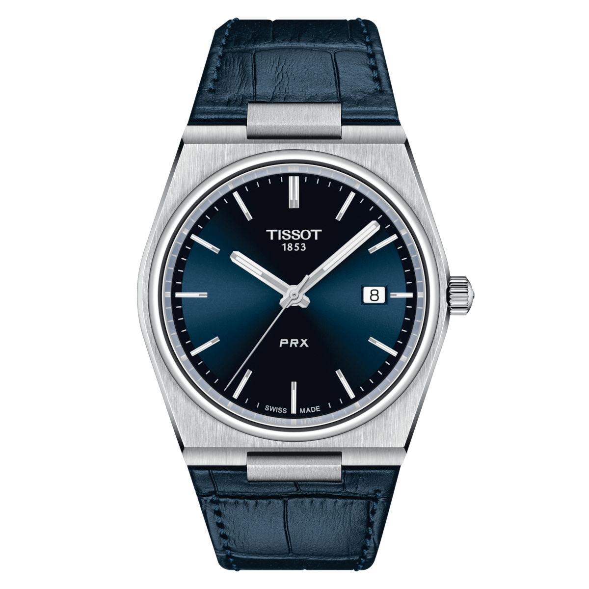 Tissot PRX 40 MM SS Leather Bracelet Blue Dial Quartz Watch T137.410.16.041.00