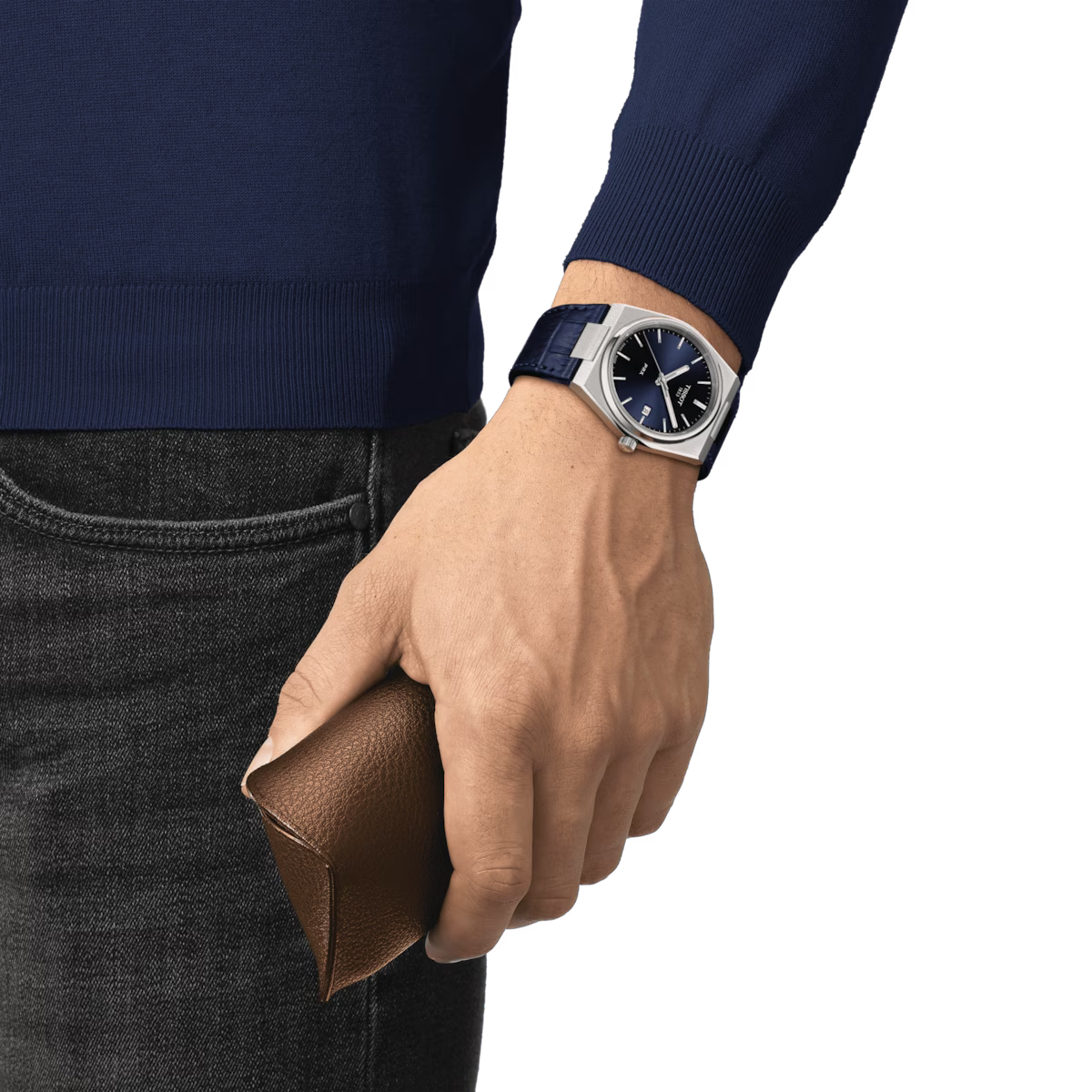 Tissot PRX 40 MM SS Leather Bracelet Blue Dial Quartz Watch T137.410.16.041.00