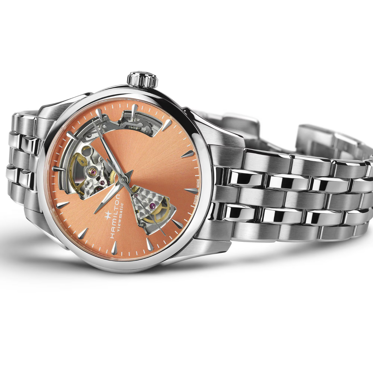 Hamilton Jazzmaster Open Heart Lady Automatic Apricto Dial Watch H32215100