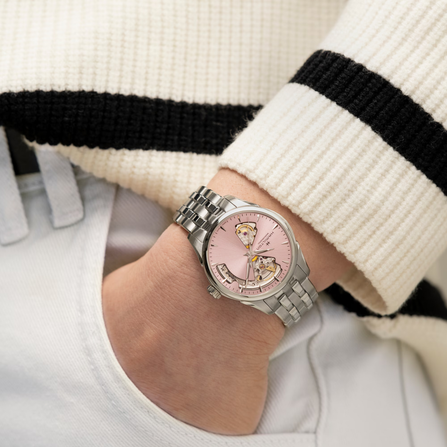 Hamilton Jazzmaster Open Heart Lady Automatic Pink Dial Watch H32215170
