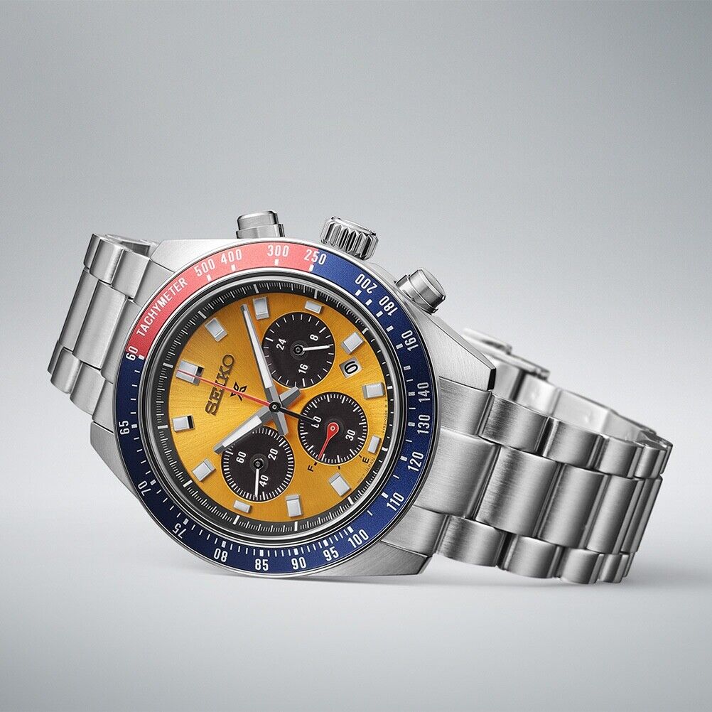 Seiko Prospex Speedtimer Pogue 41.4 MM Solar Orange Dial Watch SSC947P1