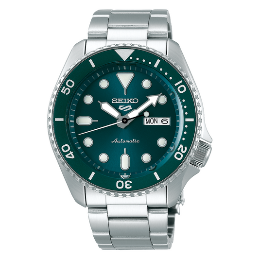 Seiko 5 Sports Full Stainless Steel Green Bezel 42.5mm Automatic Watch SRPD61K1