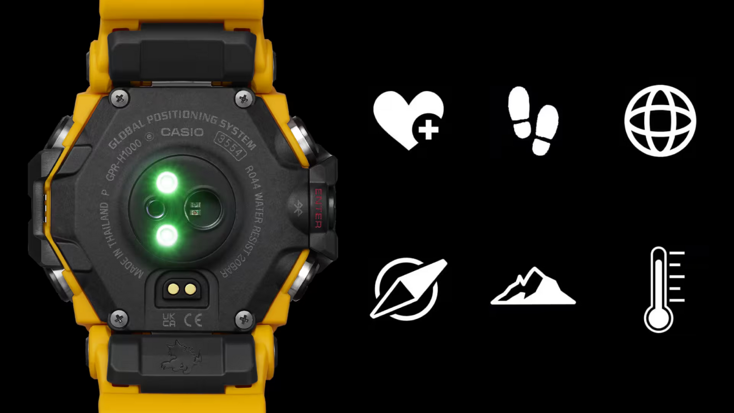 Casio G-Shock Rangeman Resin Solar Heart Rate Monitor Yellow Watch GPR-H1000-9