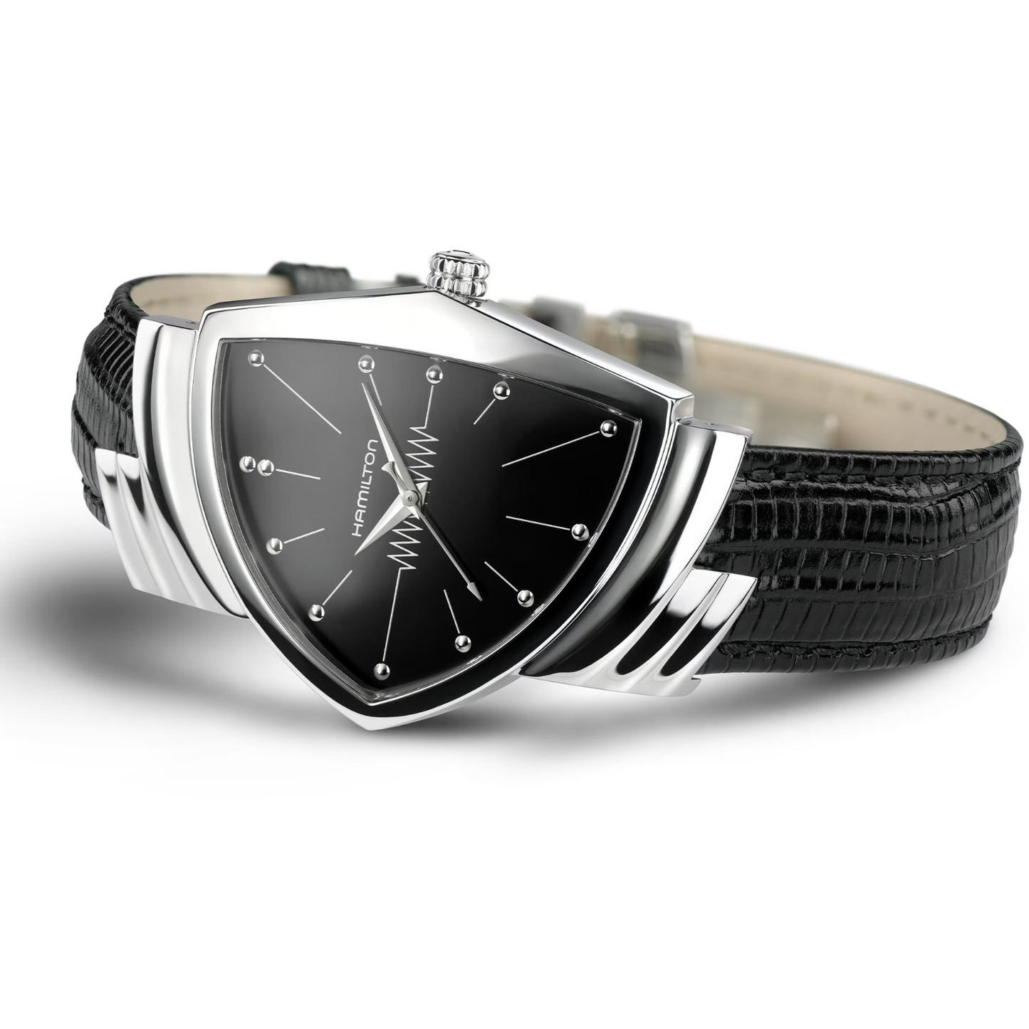 Hamilton Ventura Quartz Black Dial Leather Black Bracelet Watch H24411732