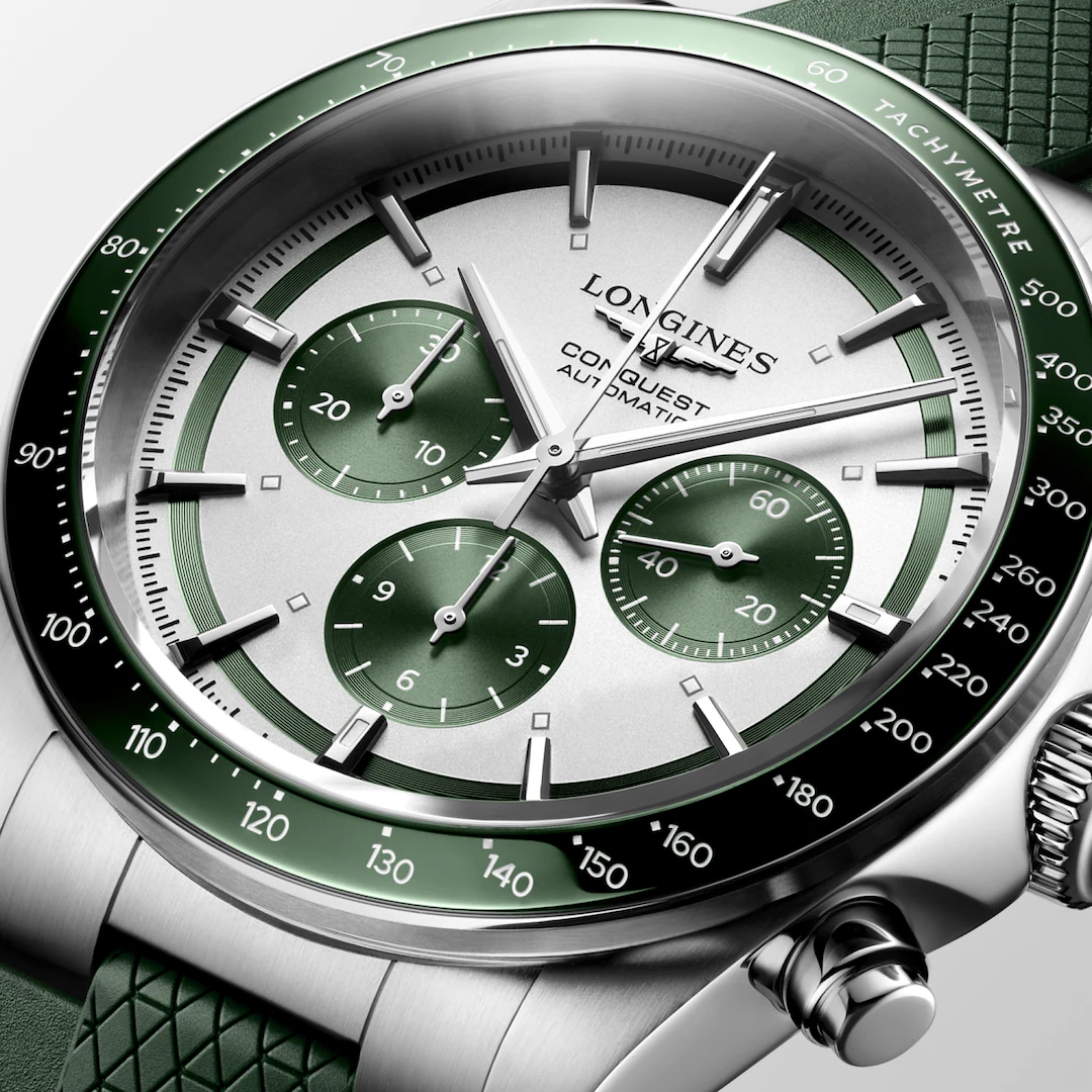 Longines Conquest Chronograph 42 MM Automatic Green & White Dial Watch L38354029