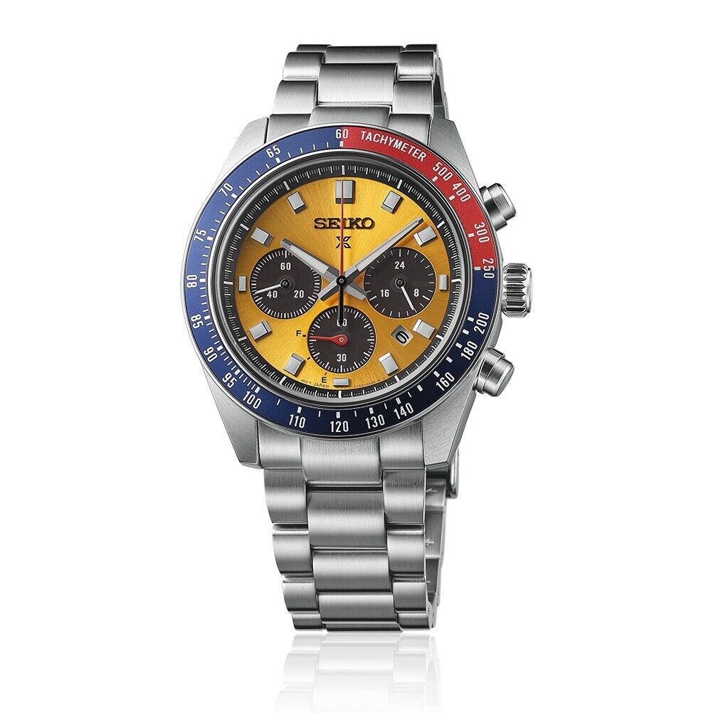 Seiko Prospex Speedtimer Pogue 41.4 MM Solar Orange Dial Watch SSC947P1