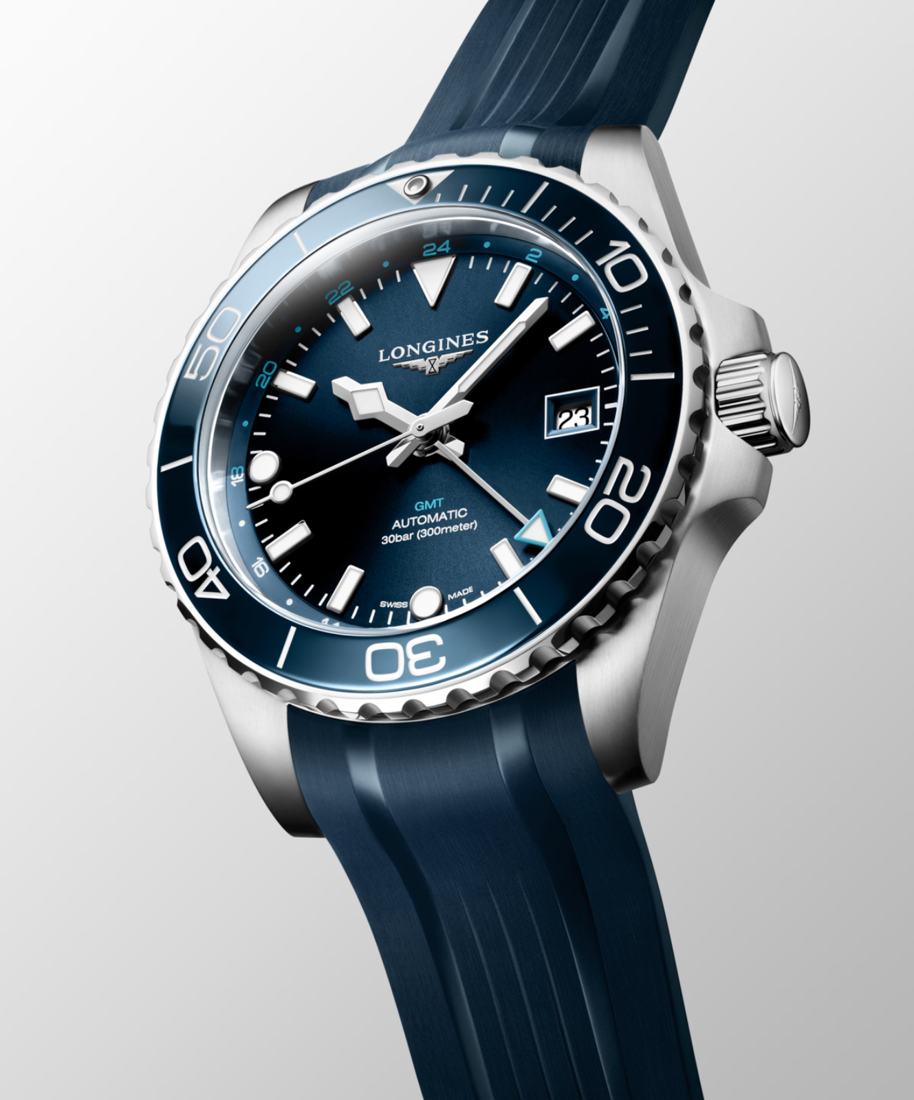 Longines Hydroconquest GMT 41MM Blue Dial Automatic Rubber Strap Watch L37904969