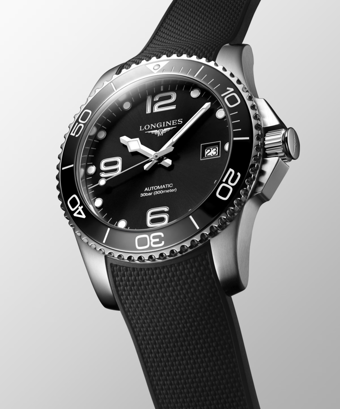 Longines Hydroconquest 41 MM Black Dial Automatic Rubber Band Watch L37814569