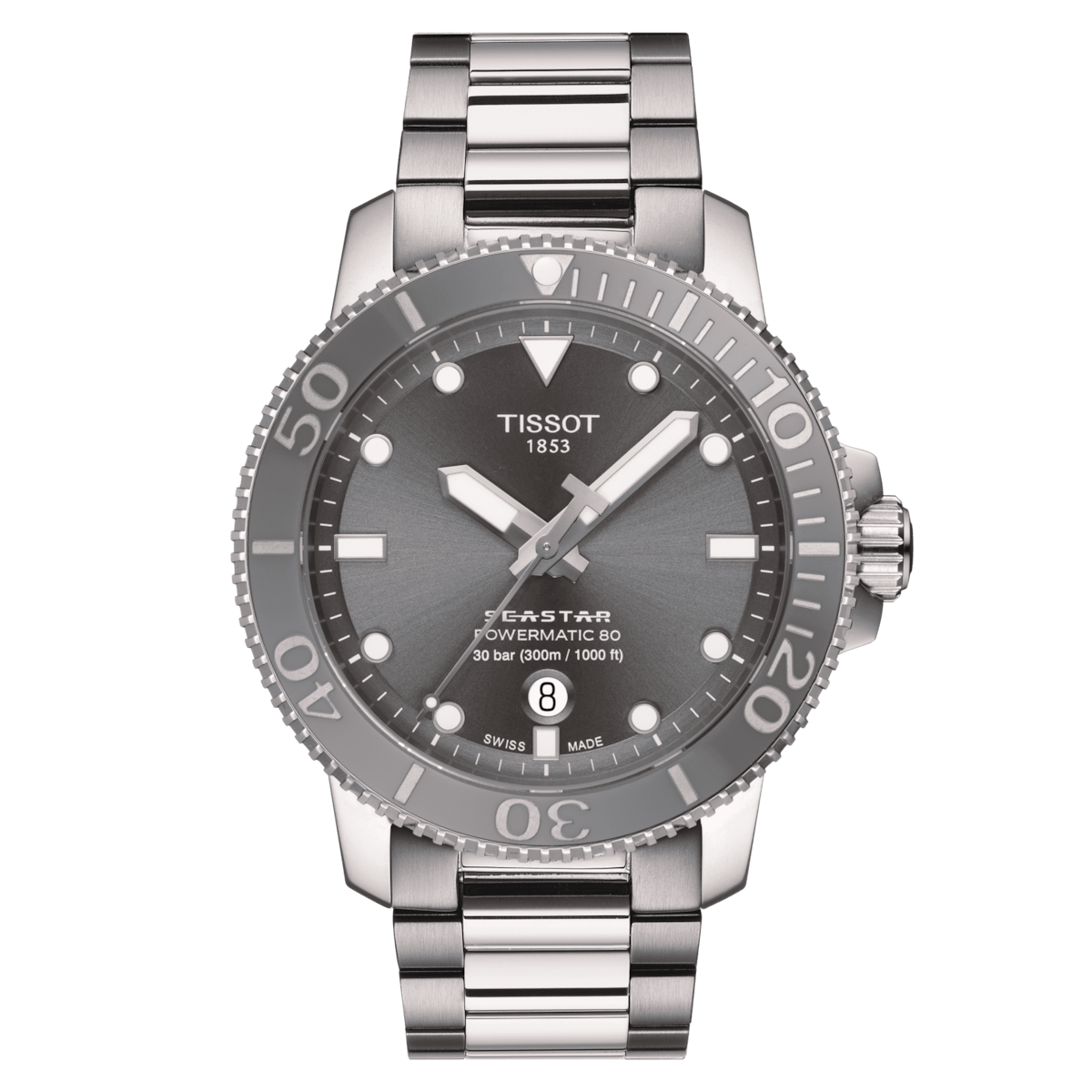 Tissot Seastar 1000 Powermatic 80 Grey Dial SS 43 MM Watch T120.407.11.081.01