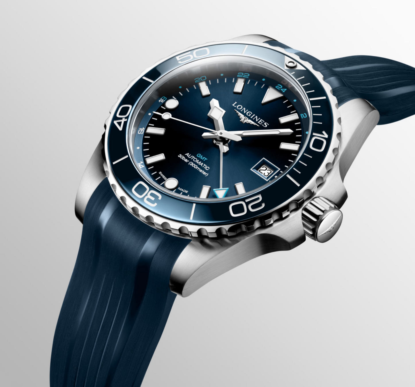 Longines Hydroconquest GMT 41MM Blue Dial Automatic Rubber Strap Watch L37904969