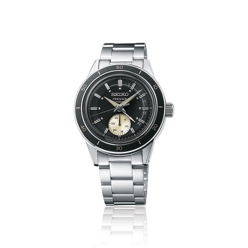 Seiko Presage 60's Style Black Dial Black Bezel 40.8 MM Automatic Watch SSA449J1