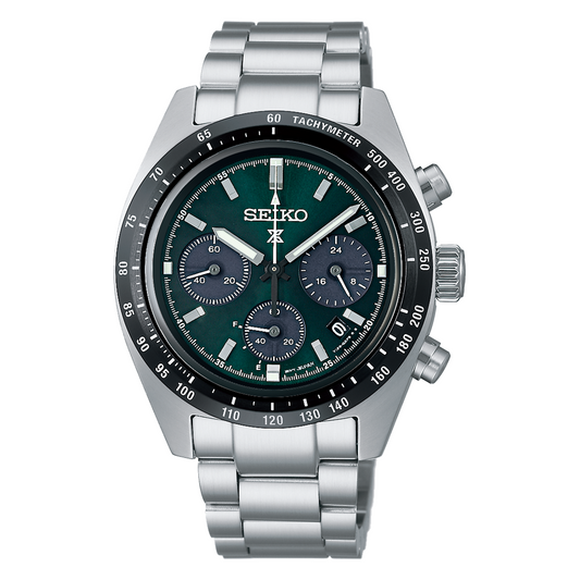 Seiko Prospex Speedtimer 39 MM Stainless Steel Green Dial Solar Watch SSC933P1
