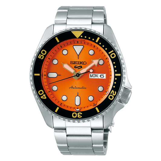 Seiko 5 Sports Full Stainless Steel Orange Dial 42.5mm Automatic Watch SRPD59K1