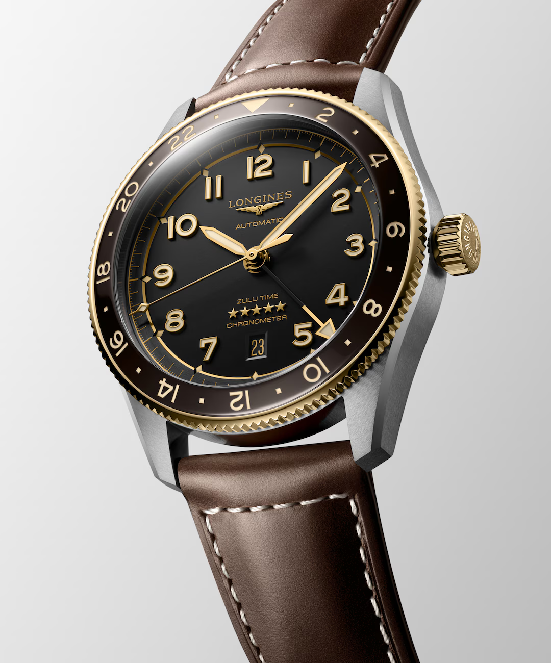 Longines Spirit Zulu Time 42 MM Automatic Black Dial Watch L38125532