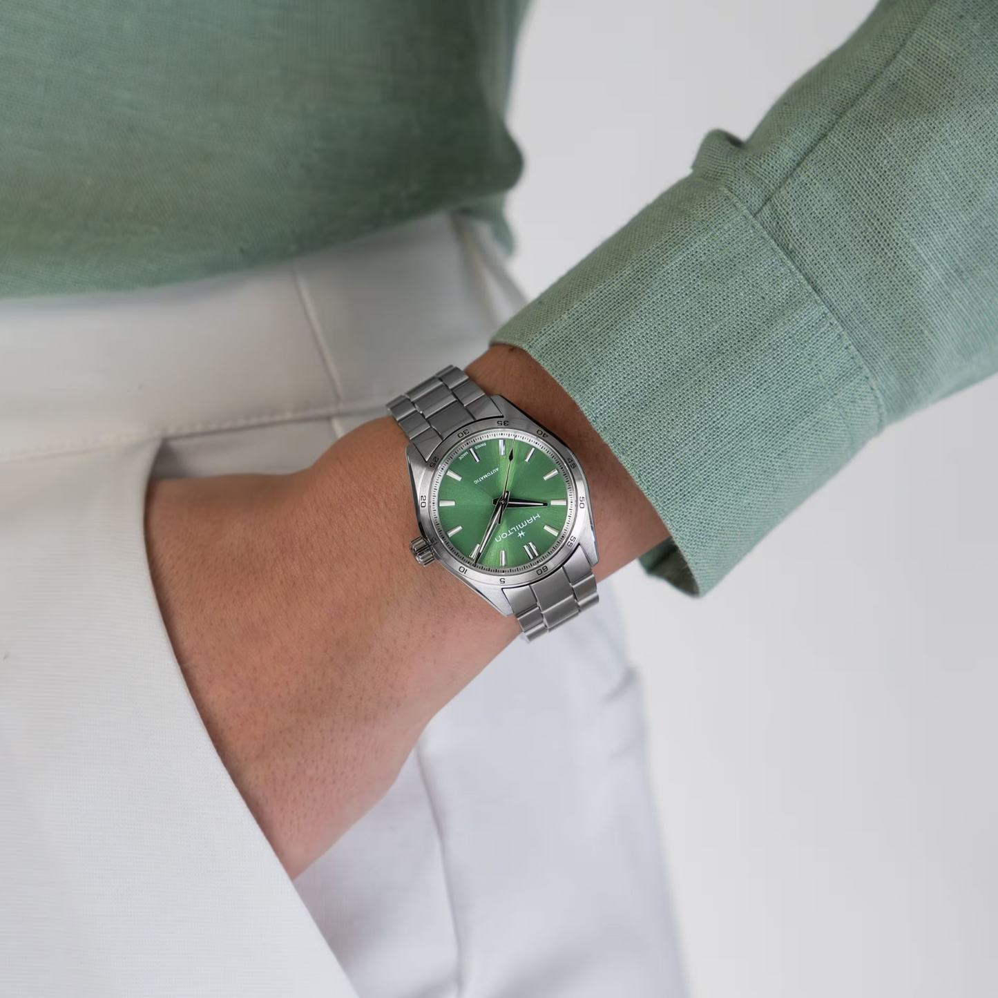 Hamilton Jazzmaster Performer Automatic 34 MM Green Dial Watch H36105160