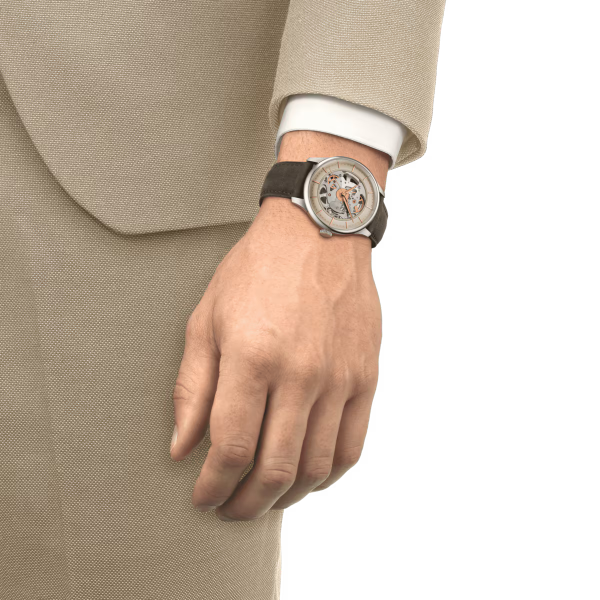 Tissot Chemin Des Tourelles Skeleton 39 MM Gold Dial Watch T139.836.16.261.00
