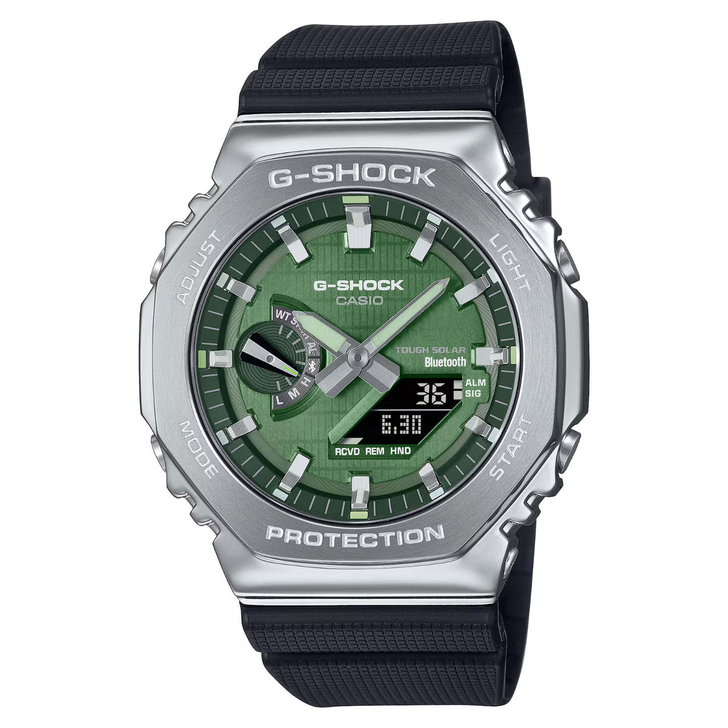 Casio G-Shock G Steel Metal Series Solar Bluetooth Green Dial Watch GBM-2100A-1A3