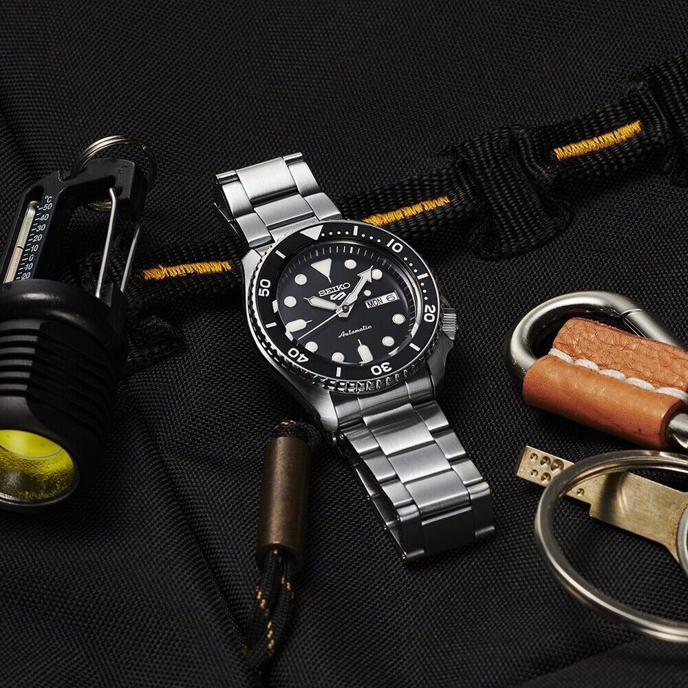 Seiko 5 Sports Full Stainless Steel Black Dial 42.5mm Automatic Watch SRPD55K1