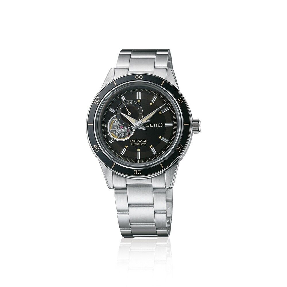 Seiko Presage 60's Style Open Heart 40.8 MM Automatic Black Dial Watch SSA425J1