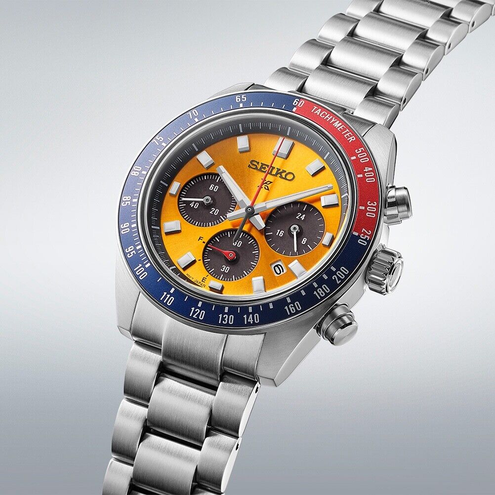 Seiko Prospex Speedtimer Pogue 41.4 MM Solar Orange Dial Watch SSC947P1