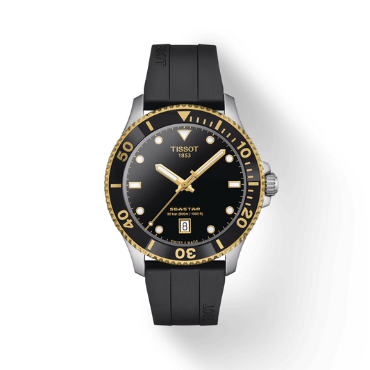 Tissot Seastar 1000 40 MM Gold Accent Quartz Black Dial Watch T120.410.27.051.00