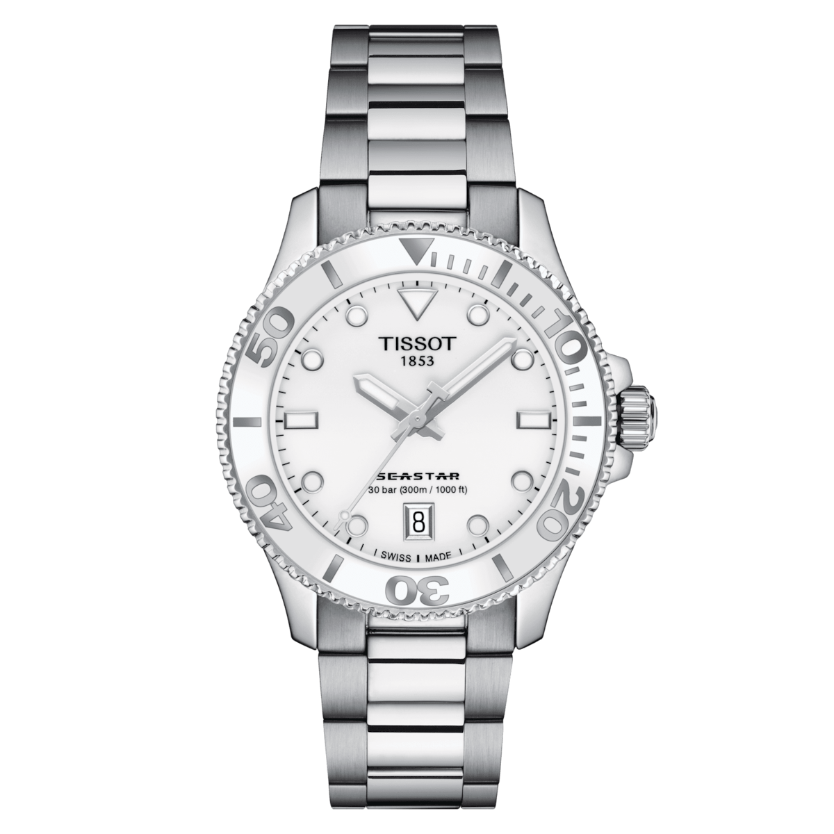 Tissot Seastar 1000 36 MM White Dial Quartz SS Watch T120.210.11.011.00