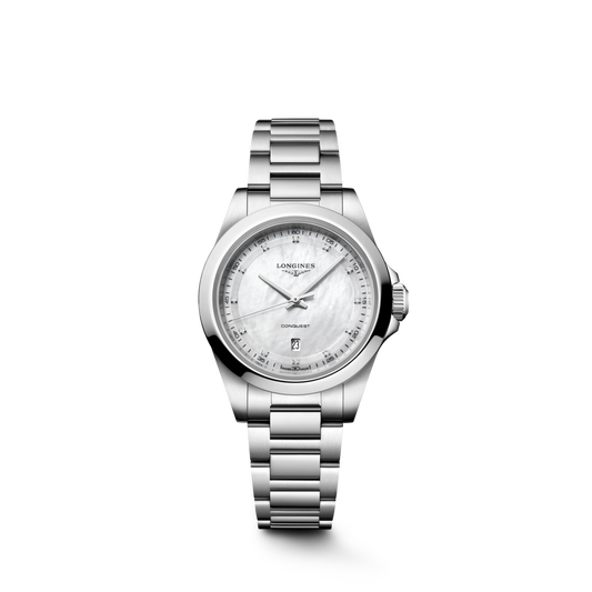 Longines Conquest 30 MM Stainless Steel White Dial Quartz Watch L33504876